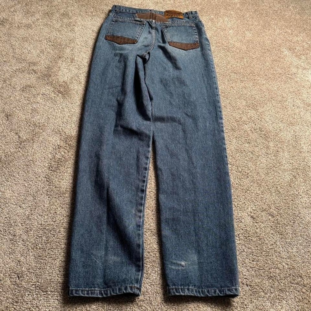 VINTAGE ROBERTO LEATHER CONTRAST DENIM